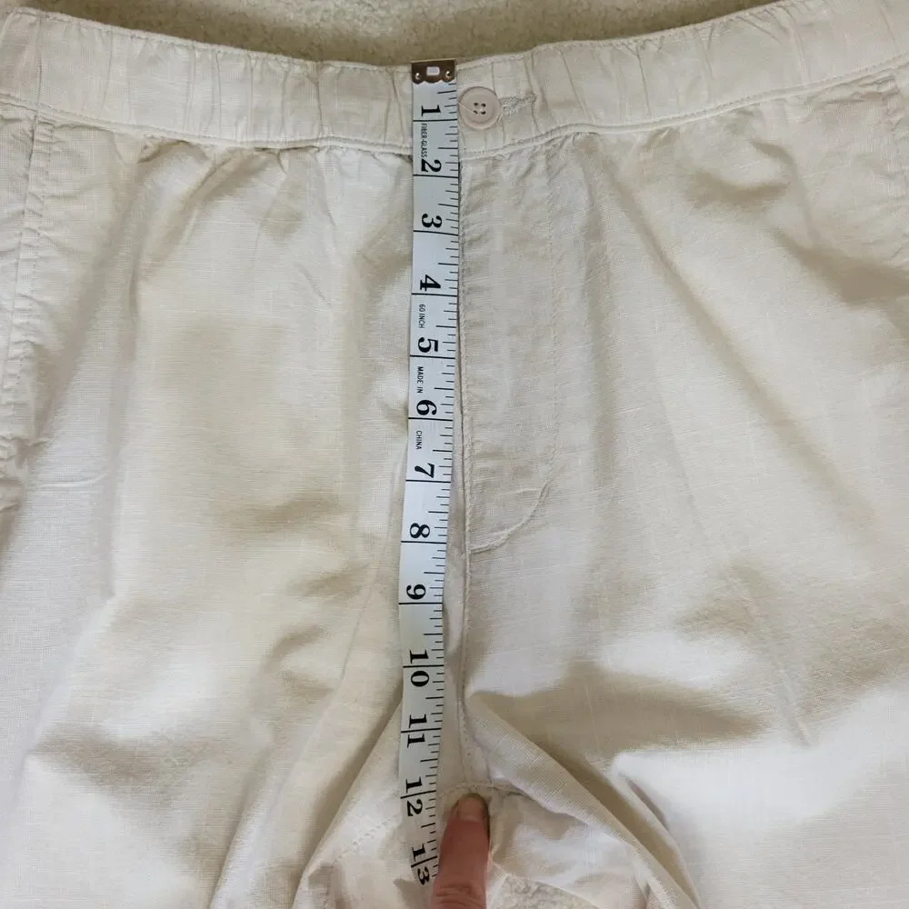 NWT H&M Size M Regular Fit Cotton Pants High Rise Straight Elastic Adjustable